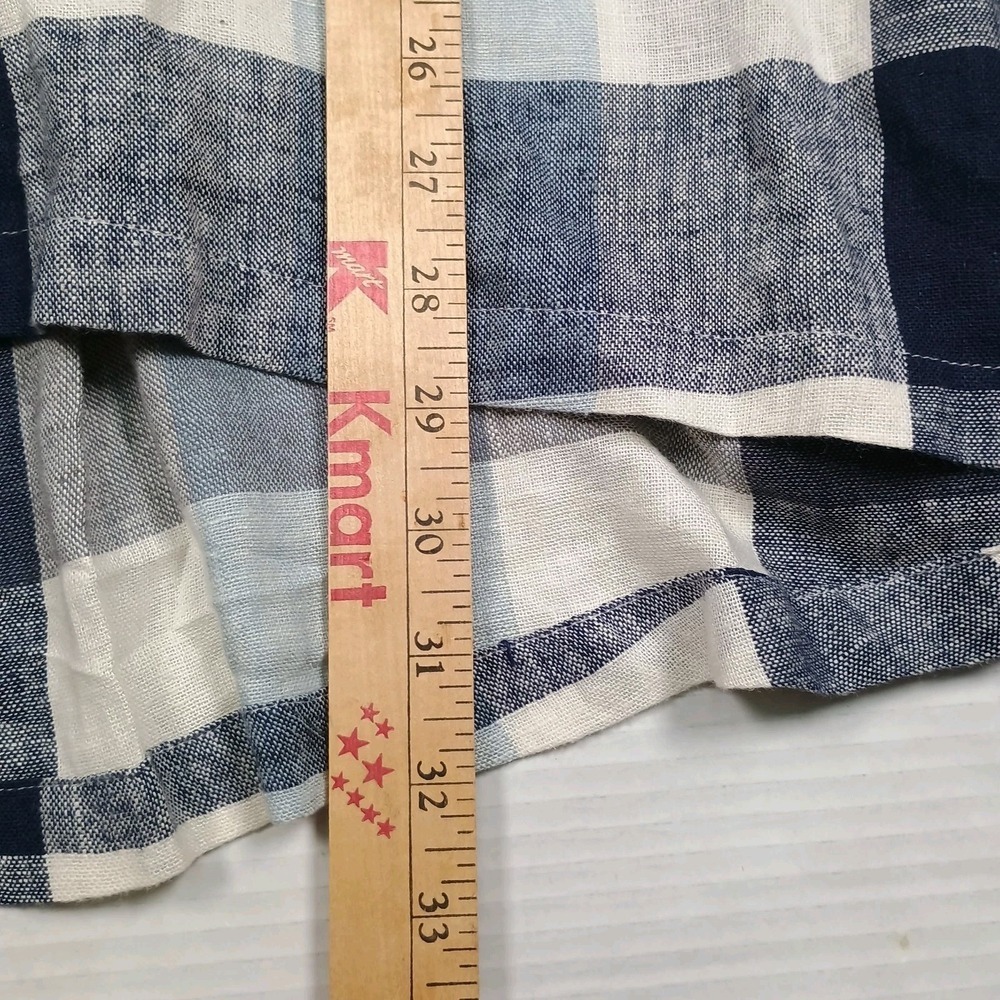 Soft Surroundings Blue Carreaux Plaid Linen Blend Button Zip Back Tunic XL - Picture 5 of 12